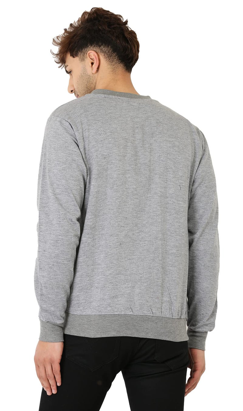 LEOTUDE Men's Loopknit Regular Fit Full Sleeve Solid Bomber Jacket (JKT02_GRY02BL_P_Grey_S) - Image 2