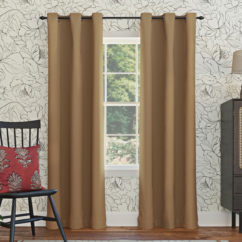 Sun Zero Easton Energy Saving Blackout Grommet Curtain Panel, 40" x 54", Taupe - Image 1