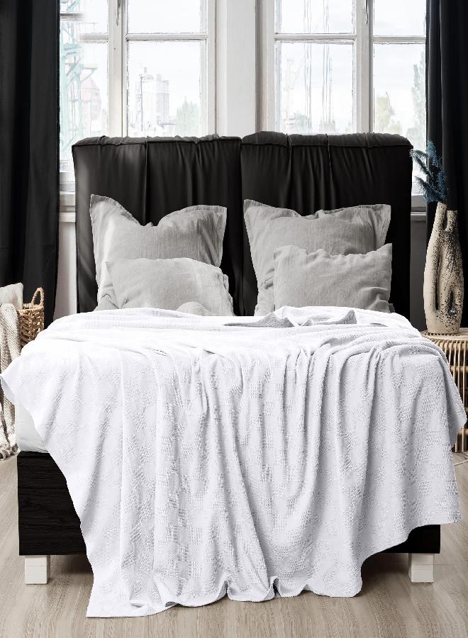 Utopia Bedding White 100% Cotton Blanket [Queen Size - 90x90 Inch] 350GSM Lightweight, Soft and Breathable Thermal Blanket for All Seasons - Image 2