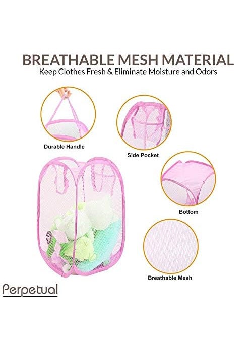 Perpetual Perpetual Laundry Basket For Clothes Waterproof Non Woven Cloth Bag For Storage Clothes Flodable Laundry Basket Bag With Handle 30 Liter Pack of 1 Multicolor  - Image 3