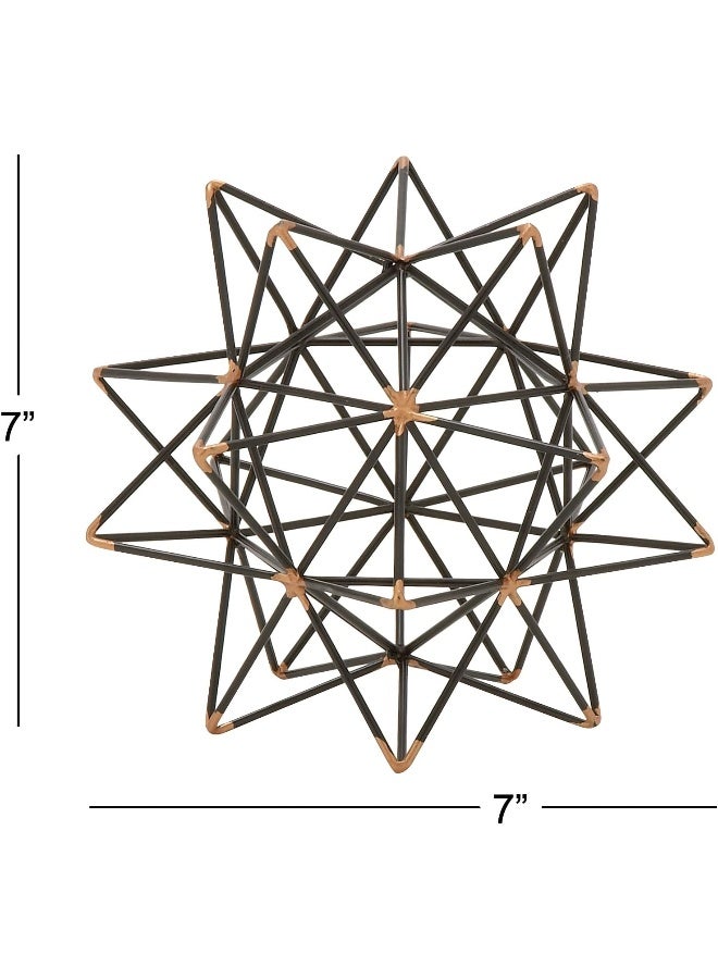 Deco 79 Metal Geometric Decorative Sculpture Home Decor Statue with Gold Accents Accent Figurine 7 x 7 x 7 Black - Image 2