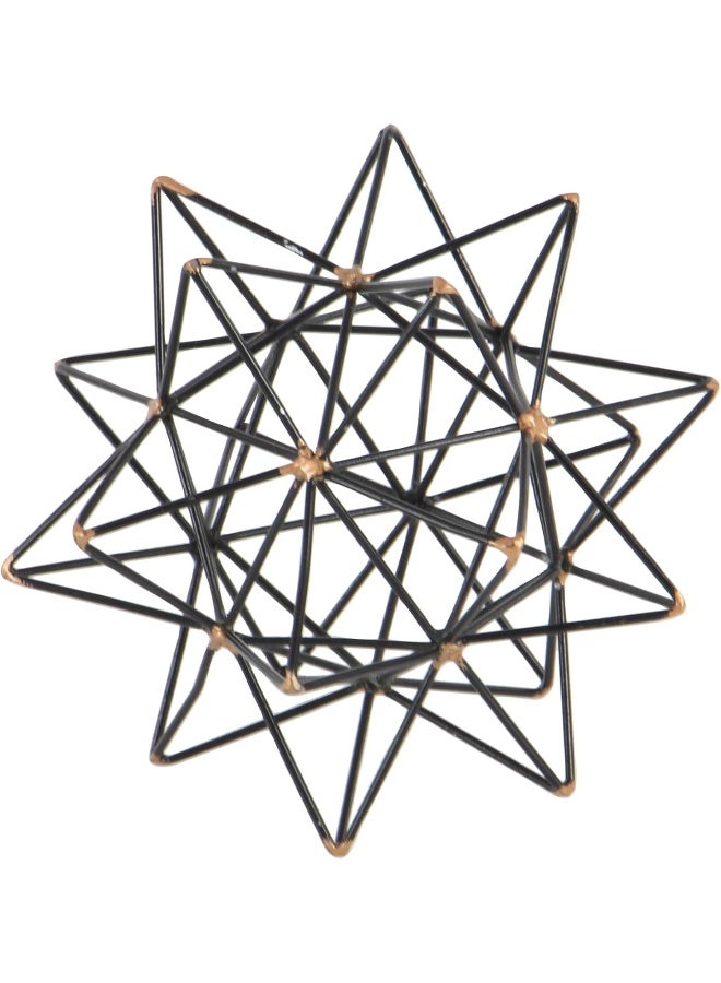 Deco 79 Metal Geometric Decorative Sculpture Home Decor Statue with Gold Accents Accent Figurine 7 x 7 x 7 Black - Image 4