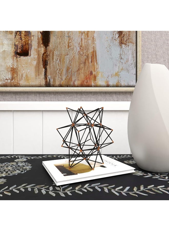 Deco 79 Metal Geometric Decorative Sculpture Home Decor Statue with Gold Accents Accent Figurine 7 x 7 x 7 Black - Image 5