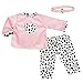 Sophia's Sophias 3 Piece Long Sleeve Velour Shirt Dalmatian Print Pants and Matching Headband Set for 15 Inch Baby Dolls PinkBlack - Image 2