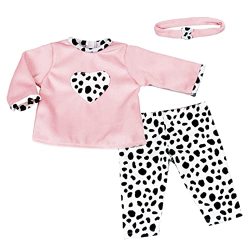 Sophia's Sophias 3 Piece Long Sleeve Velour Shirt Dalmatian Print Pants and Matching Headband Set for 15 Inch Baby Dolls PinkBlack - Image 1