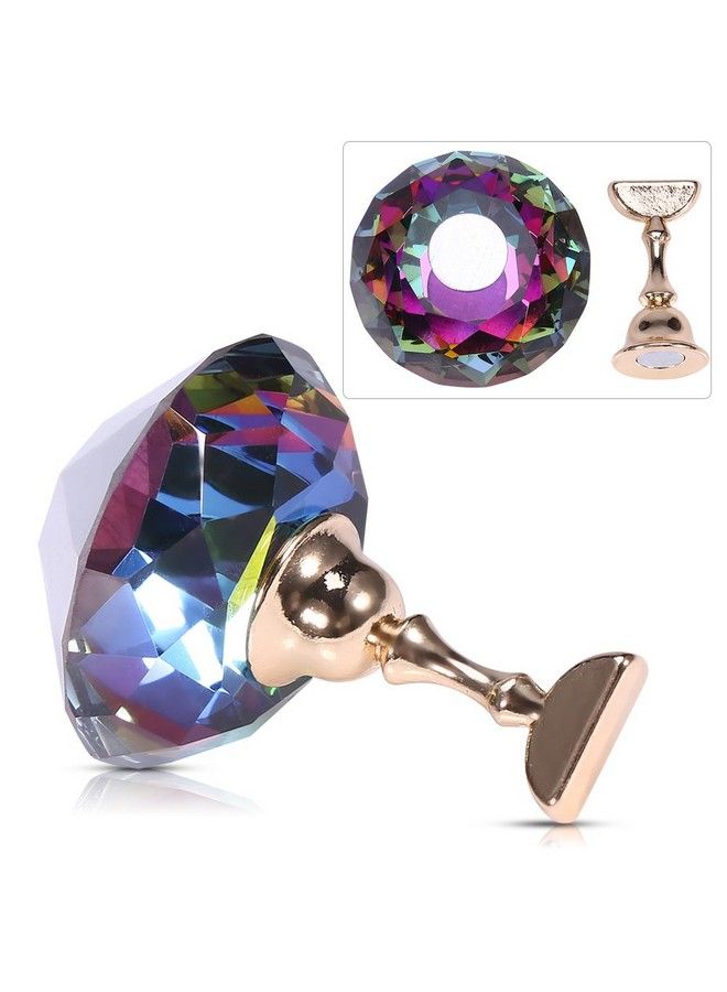 riteu Nail Tips Stand Holder Nail Art Display Stand Magnetic Nail Stand Alloy Nail Art Display Base For Nail For Nail Art Equipment Art Design(Colorful Diamond Crystal) - Image 4