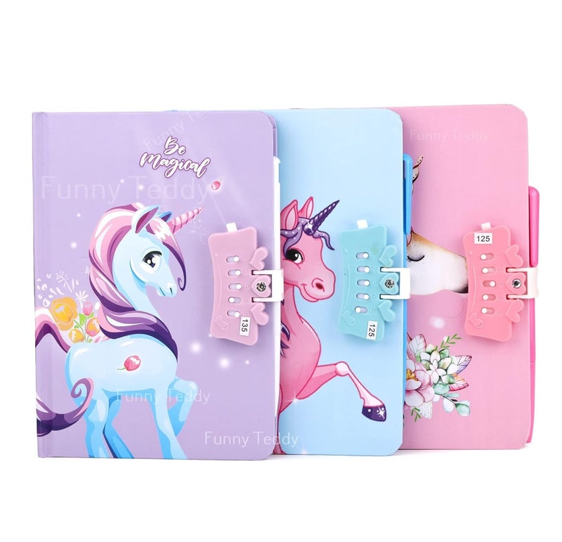 SHREE TECHNESH Unicorn Password Lock Diary with Unicorn Shape Pen for Girls | Password Lock Dairy | (19X13.5X1 cm), 80 Pages - Image 5