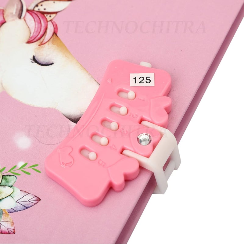 SHREE TECHNESH Unicorn Password Lock Diary with Unicorn Shape Pen for Girls | Password Lock Dairy | (19X13.5X1 cm), 80 Pages - Image 3