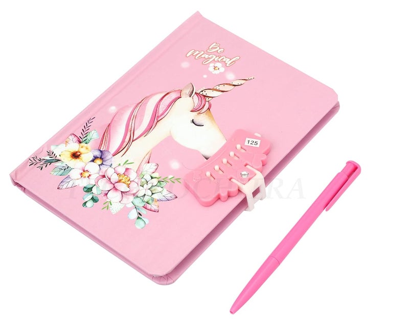 SHREE TECHNESH Unicorn Password Lock Diary with Unicorn Shape Pen for Girls | Password Lock Dairy | (19X13.5X1 cm), 80 Pages - Image 2