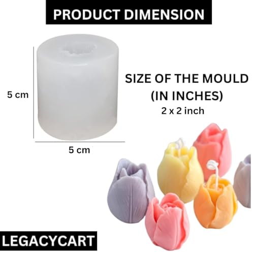 LEGACYCART 3D Tulip Candle Silicone Mould - Round Flower Shape for DIY Craft Ornaments and Scented Candles - Image 3