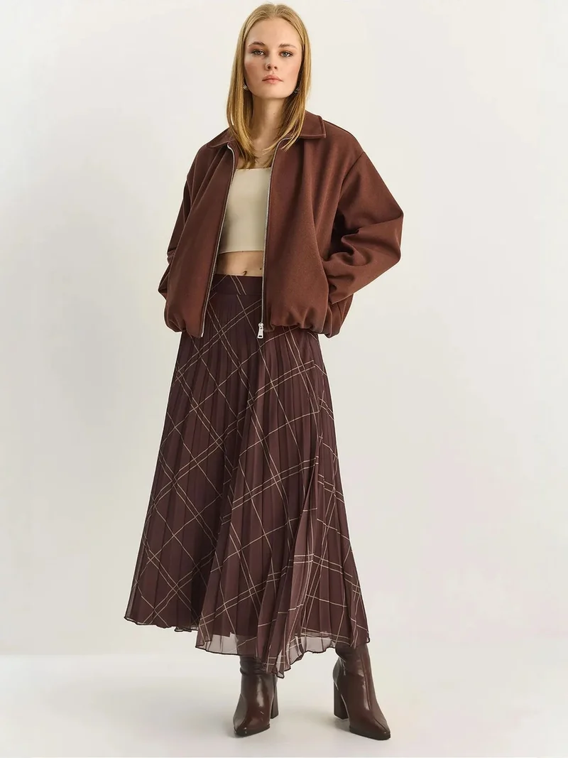 بيانكو لوتشي LUCCI High Waist Plaid Maxi Skirt