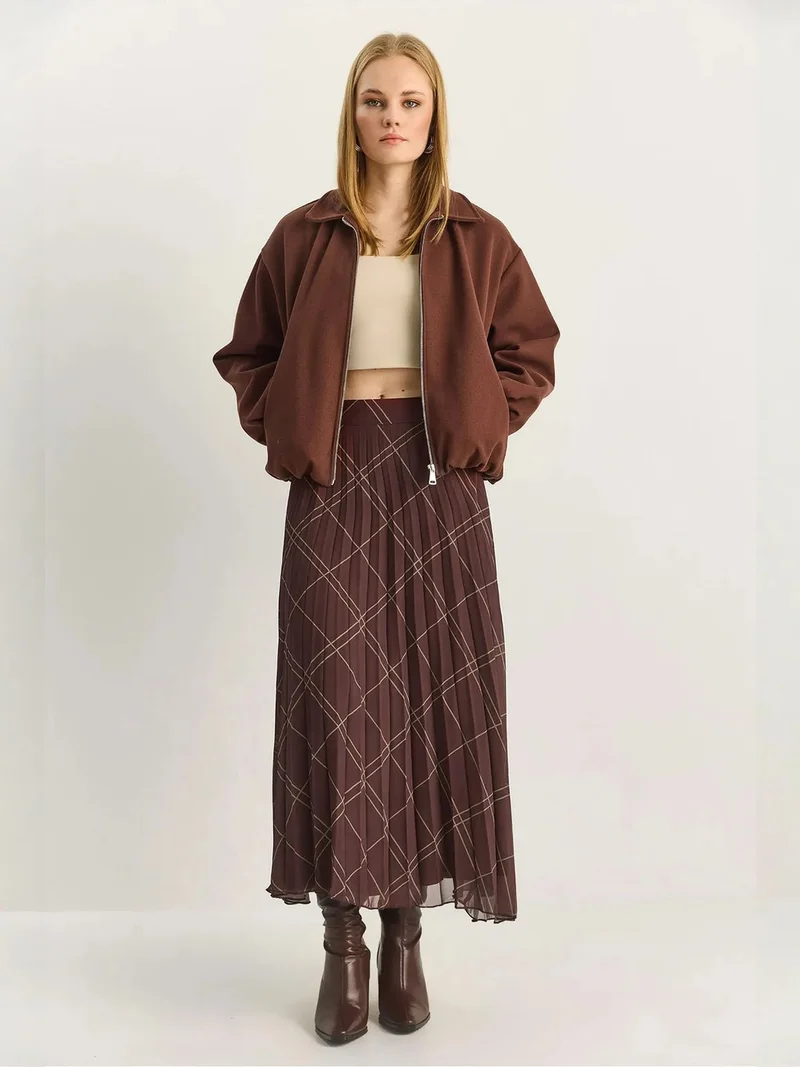 بيانكو لوتشي LUCCI High Waist Plaid Maxi Skirt