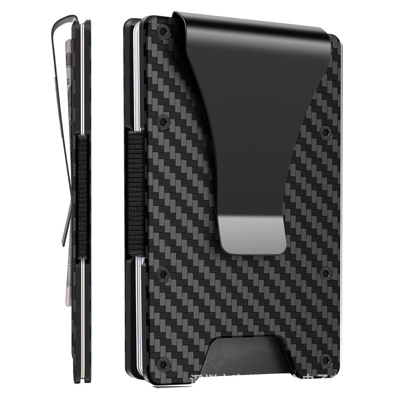 Aluminum Alloy Card Holder RFID Blocking Carbon Fiber Wallet Card Clip - Image 1