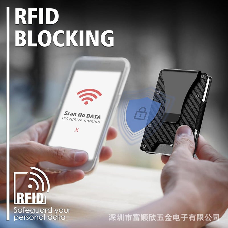 Aluminum Alloy Card Holder RFID Blocking Carbon Fiber Wallet Card Clip - Image 4