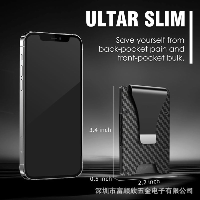 Aluminum Alloy Card Holder RFID Blocking Carbon Fiber Wallet Card Clip - Image 3