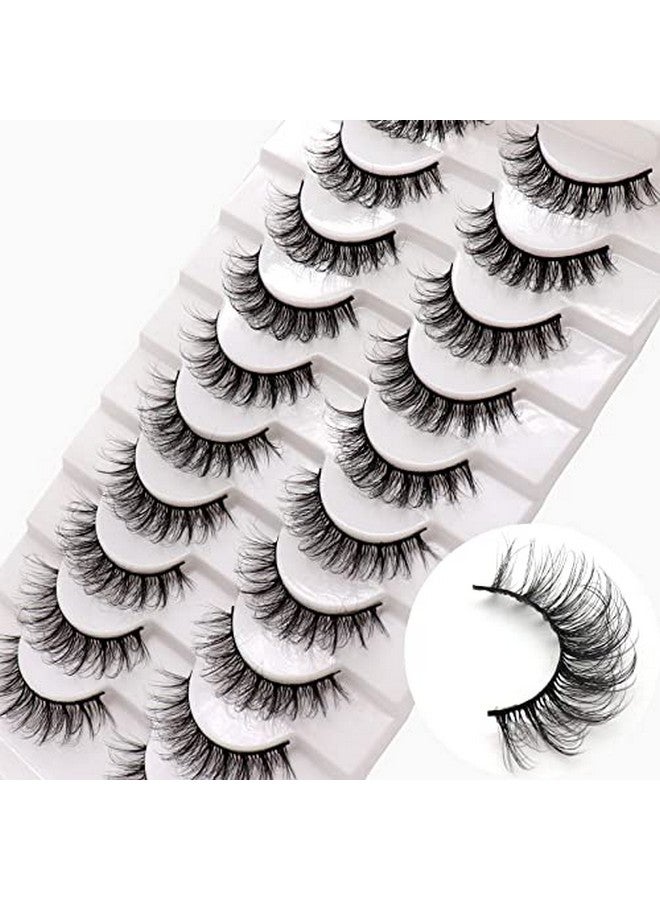 Veleasha Russian Strip Lashes Dd Curl False Eyelashes Fluffy Wispy Faux Mink Lashes 10 Pairs Pack (D05) - Image 1