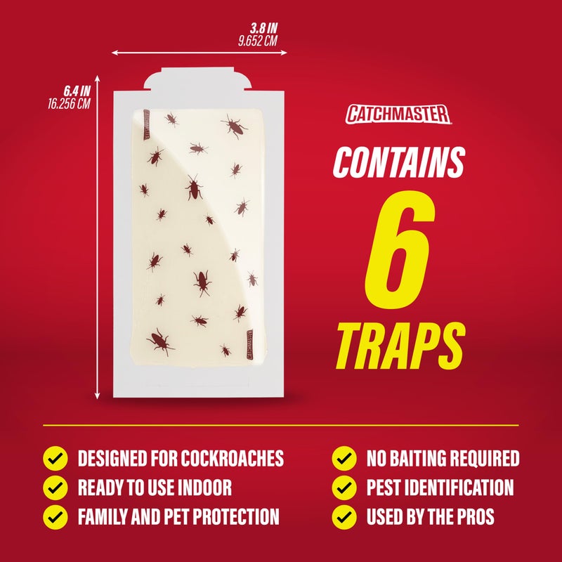 Catchmaster Roach Trap Glue Boards 6-Pk, Adhesive Bug Catcher, Insect & Roach Killer, Scorpion, Spider, Cricket, & Cockroach Traps for Home, Bulk Glue Traps for House & Garage, Pest Control for Home - Image 2