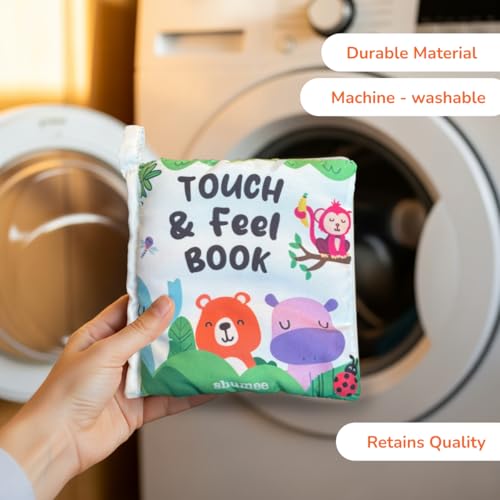 Shumee Peek-a-Boo Cloth Book for Babies | (6+ Months) | Jungle Animals Crinkle Touch & Feel Soft Sensory Toy | Infant Learning Book | Gift for 1 Year Old Baby Boy & Girl | Tear Resistant Washable - Image 5