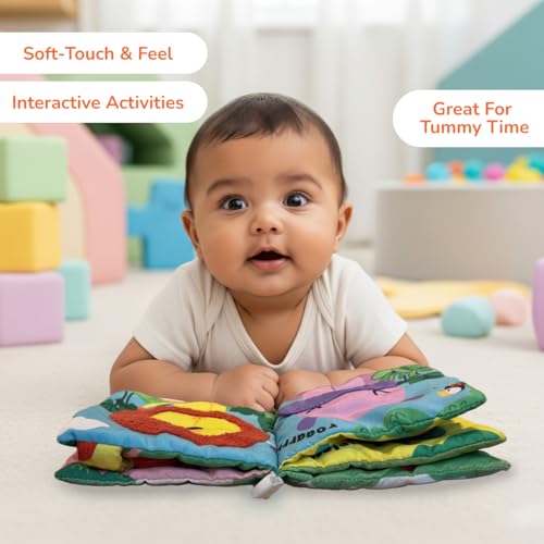 Shumee Peek-a-Boo Cloth Book for Babies | (6+ Months) | Jungle Animals Crinkle Touch & Feel Soft Sensory Toy | Infant Learning Book | Gift for 1 Year Old Baby Boy & Girl | Tear Resistant Washable - Image 2