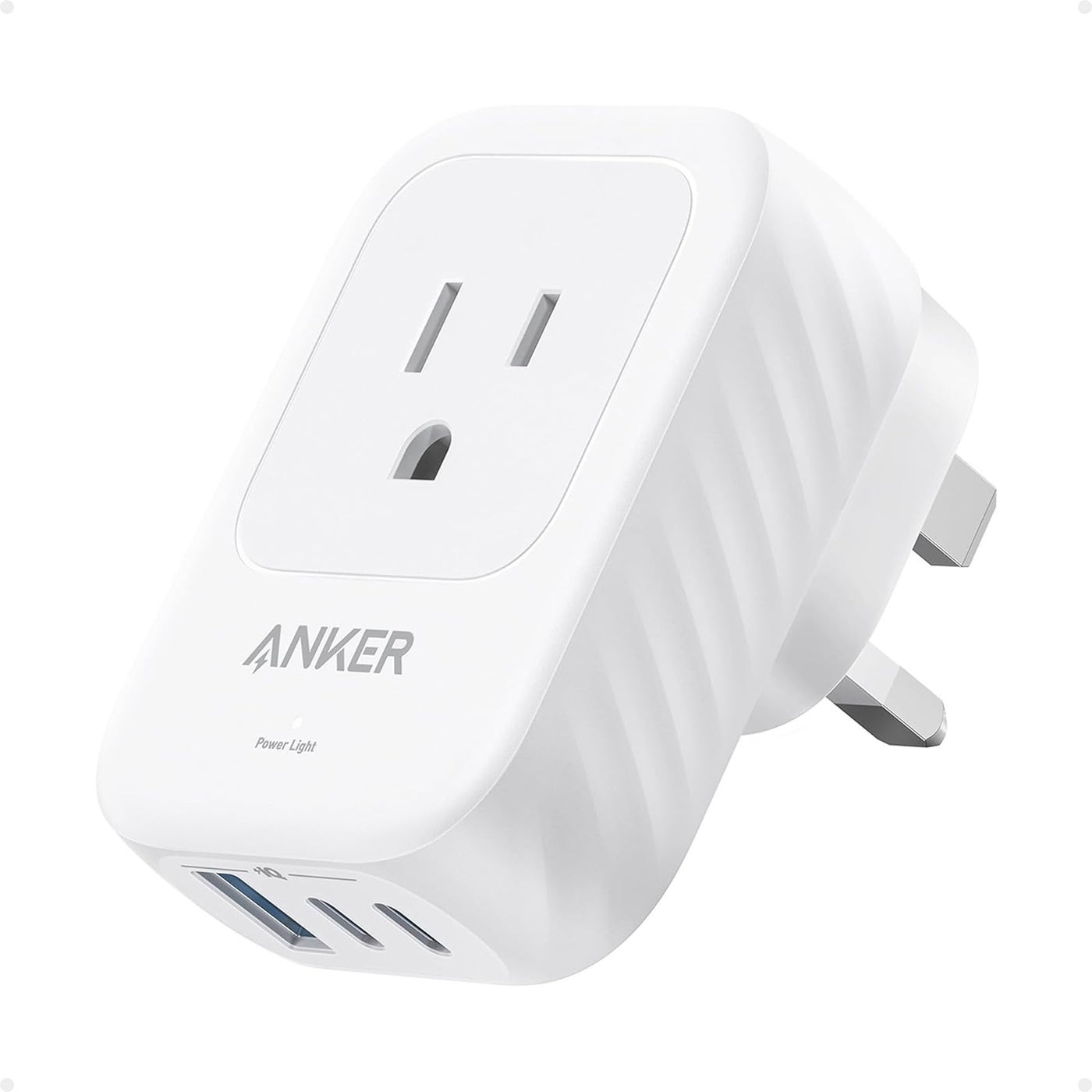 Anker Travel Adapter, 2 Pack, Type G Adapter for Travel, US to UK Plug Adapter International Travel Essentials, 2 AC, 1 USB A, 2 USB C for 15W, Compact for iPhone, iPad, England, Ireland, TUV Listed