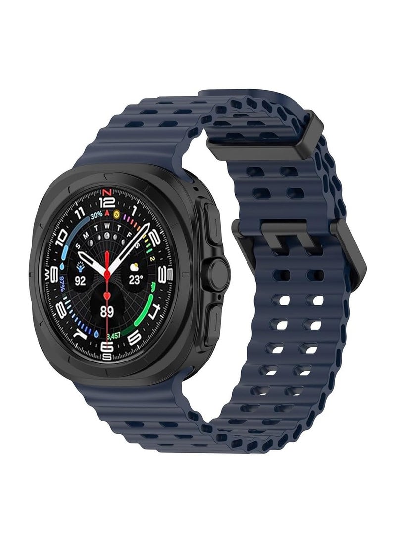 Silicone Strap Compatible with Samsung Galaxy Watch 7 Ultra 47mm,Rugged Ocean Wristband Breathable Silicone Sport Strap Waterproof for Galaxy Watch Ultra,Blue - Image 1