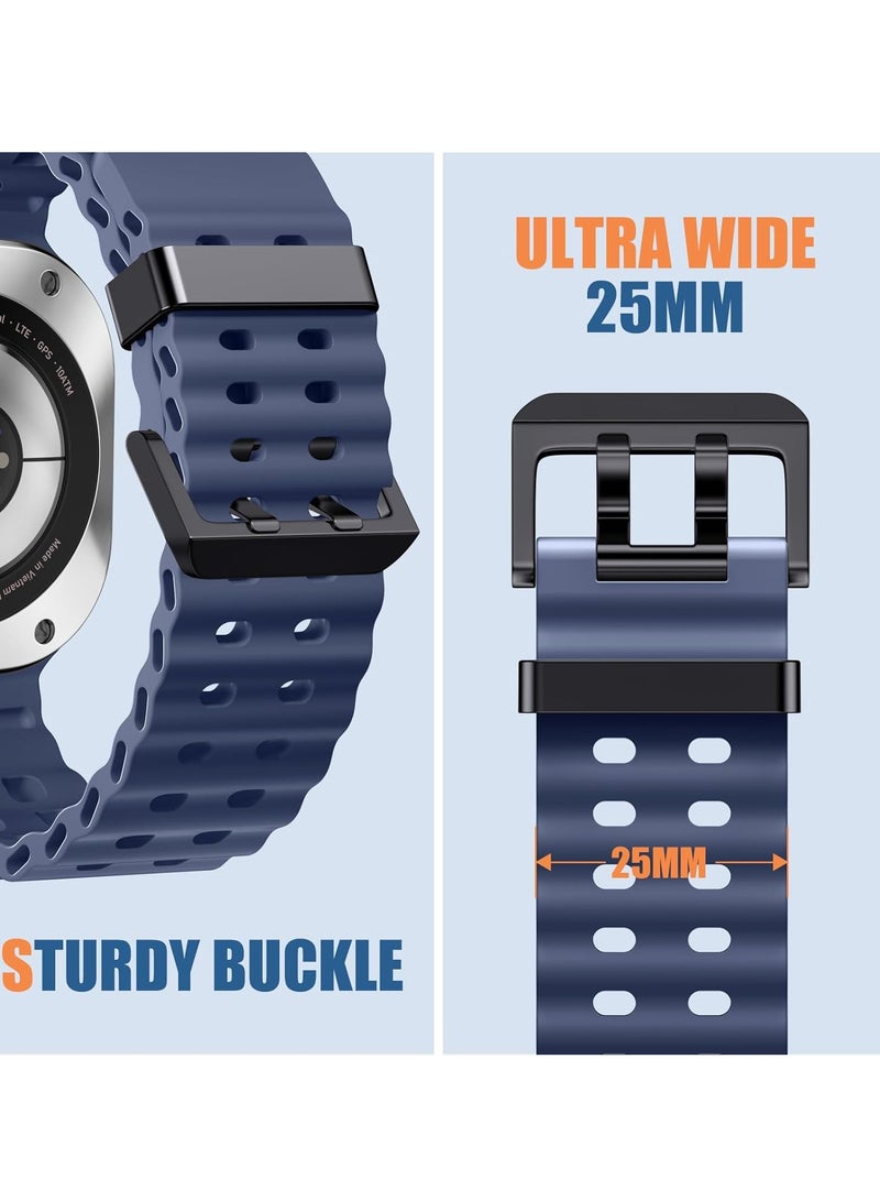 Silicone Strap Compatible with Samsung Galaxy Watch 7 Ultra 47mm,Rugged Ocean Wristband Breathable Silicone Sport Strap Waterproof for Galaxy Watch Ultra,Blue - Image 3
