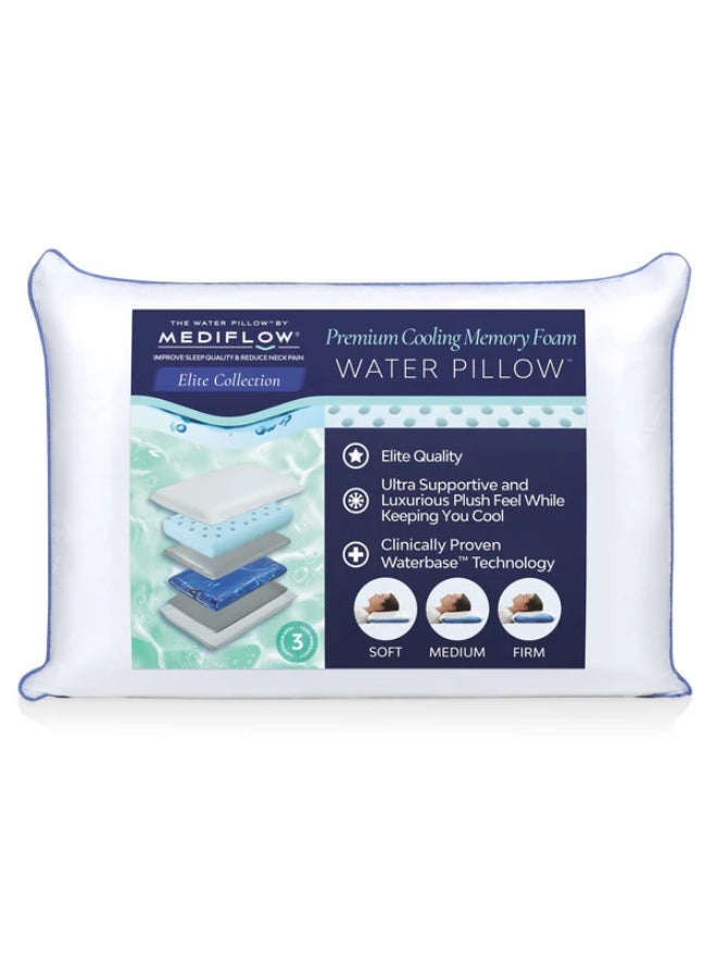 MEDIFLOW Elite Gel Memory Foam (Cooling) Mediflow Water Pillow | Active Cooling & Neck Support, 300TC Cotton - Image 1