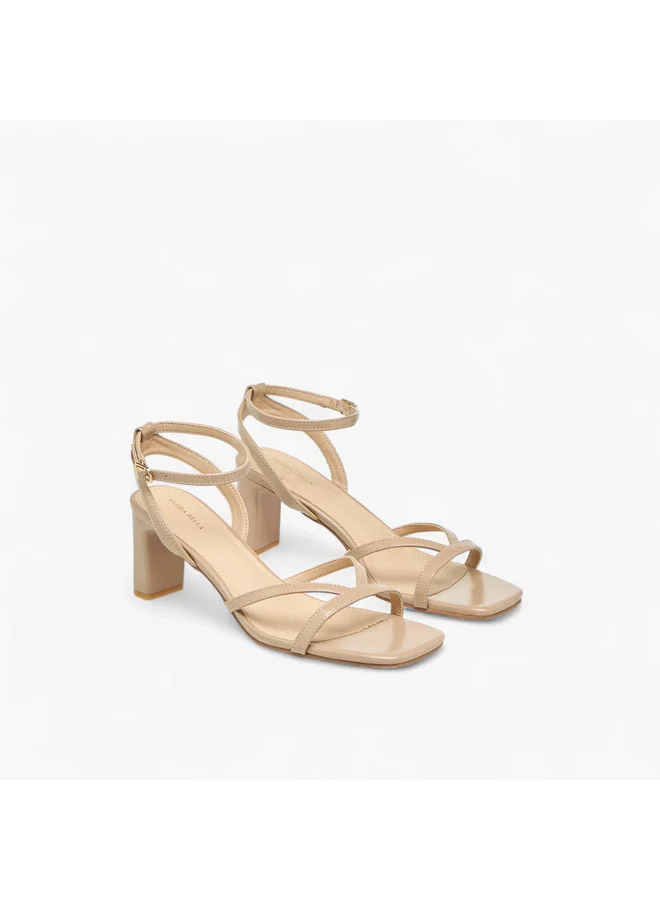 فلورا بيلا من شو إكسبرس Women Ankle Strap Sandals with Block Heels and Buckle Closure