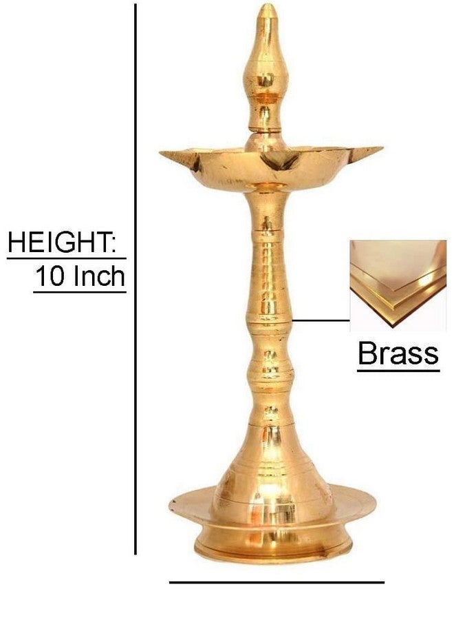 BENGALEN شمعة بنغالين النحاسية كيرلا دييا ساماي 10 بوصة مصباح زيت تقليدي من كيرلا ديبك لمعبد بوجا ديبام لمناسبات ديوالي هدية زفاف مجموعة من 2 - Image 3