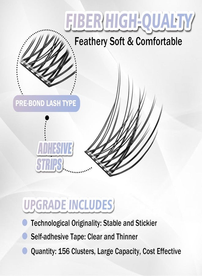 WONSIS Self Adhesive Eyelashes, 156 Pcs Self Adhesive Eyelash Clusters, No Glue Needed, Invisible Strip Tape - Longer Lasting, No Sticky Residue Pre Glued Eyelashes (Natural-Mixed)… - Image 3