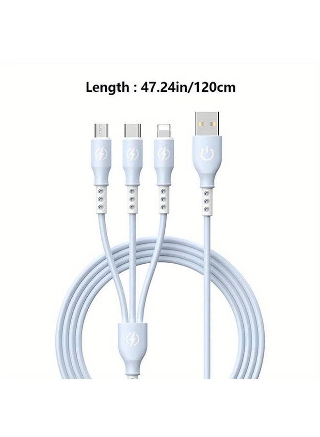 Pink And Blue 3 In 1 66W Fast Charging Data Cable 47 24 Inch Length - Image 3