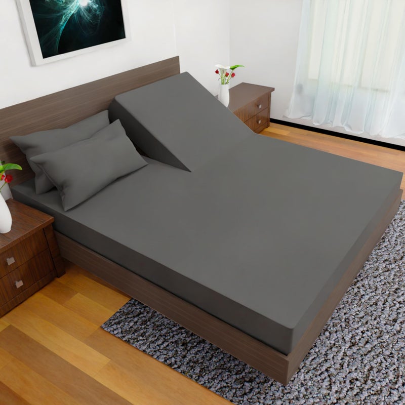 Royal Bliss 1900 Royal Bliss 1900 - Split Top California King - 4 Pcs Set - Cal King Split Top Deep Pocket Sheet Set - Split Top California King Sheets Sets for Adjustable Bed - Double Brushed Microfiber (Dark Grey)  - Image 1