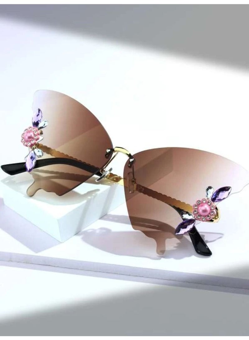 Y&D Rimless Sunglasses for Women Fashion Frameless Lenses UV Protection Glasses - Image 1