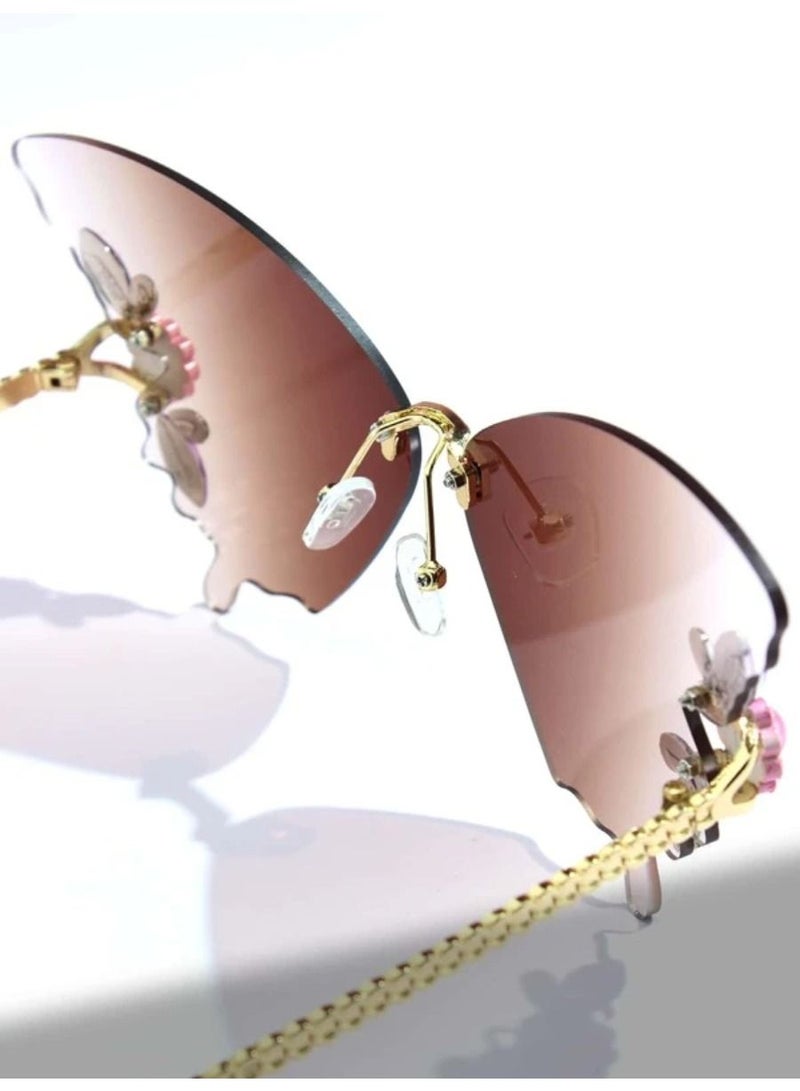 Y&D Rimless Sunglasses for Women Fashion Frameless Lenses UV Protection Glasses - Image 3