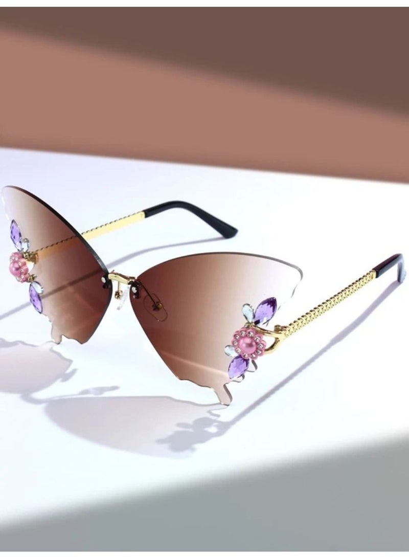 Y&D Rimless Sunglasses for Women Fashion Frameless Lenses UV Protection Glasses - Image 2