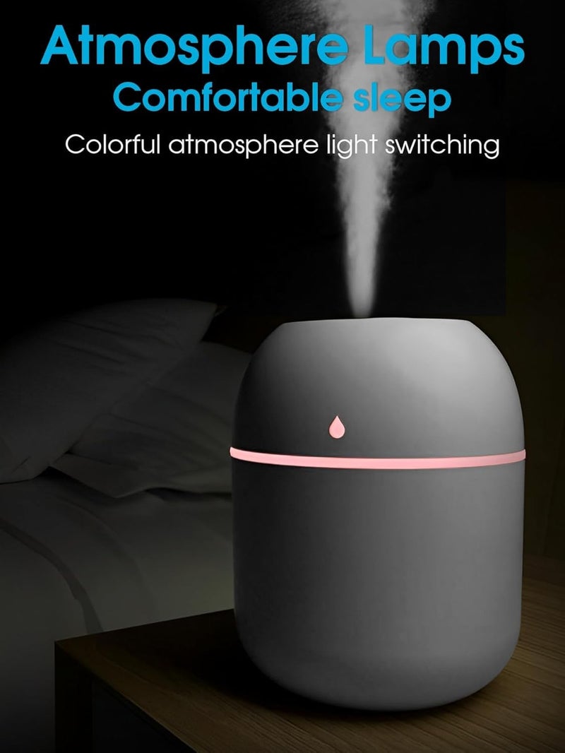 Rexez Mini Water Humidifier, Rexez 220 ml Small Portable USB Powered Cooler Mist Air Desktop Diffuser with Soft Night Light for Car Bedroom Office (White) - Image 5