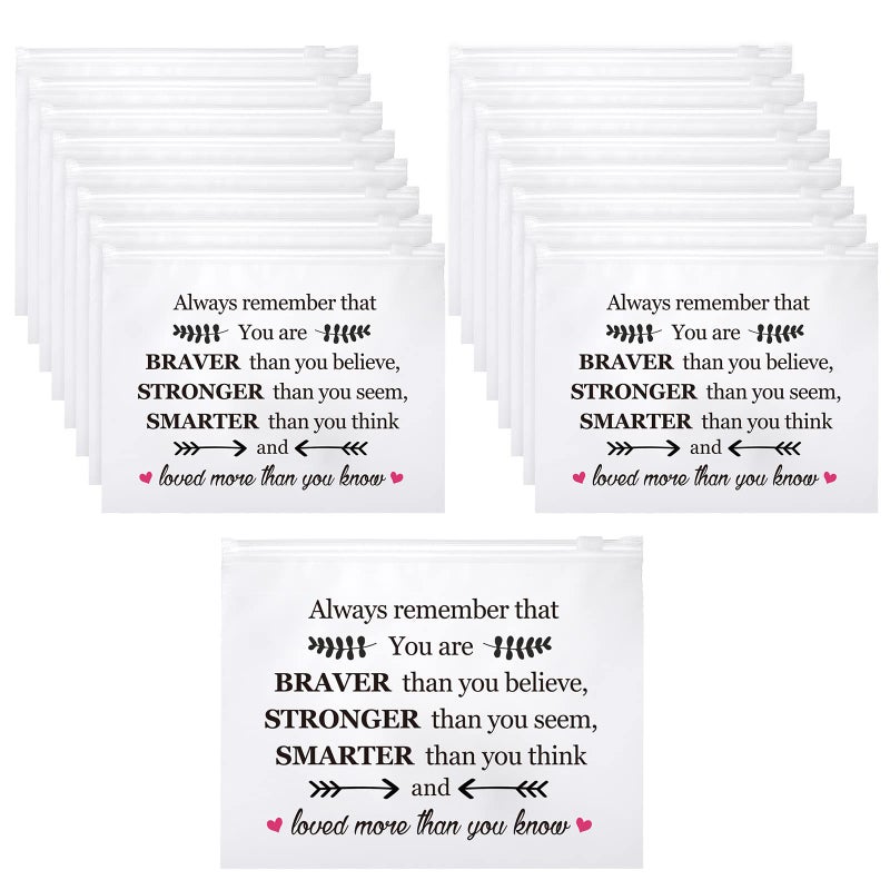 Reginary 50 Pcs Inspirational Gifts Bulk for Women Cosmetic Bag EVA You Are Braver Awesome Makeup Bag with Zipper for Birthday Graduation Christian Easter Encouragement GiftsYou Are Braver