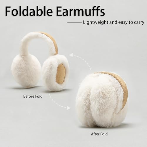 Kedofe Ear Muffs for Winter Women Foldable Fuzzy Cold Outdoor Earmuffs Soft Faux Furry Ear Warmers Covers (Black) - Image 5