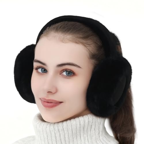 Kedofe Ear Muffs for Winter Women Foldable Fuzzy Cold Outdoor Earmuffs Soft Faux Furry Ear Warmers Covers (Black) - Image 2