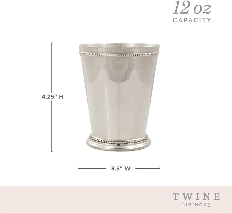 Twine كوب مينت جوليب، نحاس حقيقي مع طلاء فضي استرليني، كأس كوكتيل ديربي، مجموعة من 1، 12 أونصة - Image 3
