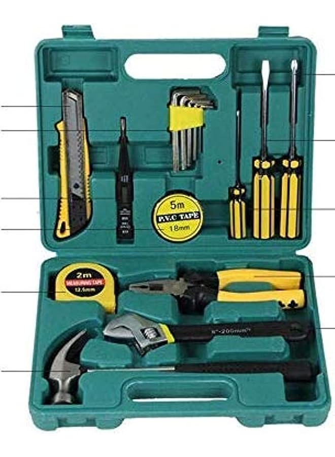 IAF Household Small Hand Tool Set Kit with Plastic Tool Box for DIY Auto Repair (16 Pieces) - Image 1