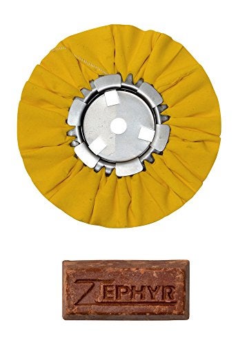 Zephyr Products AWY58-8WB Yellow 8" Airway Buffing Wheel with 1 LB Tripoli Bar Heavy/Medium Cut, 1 Pack - Image 1