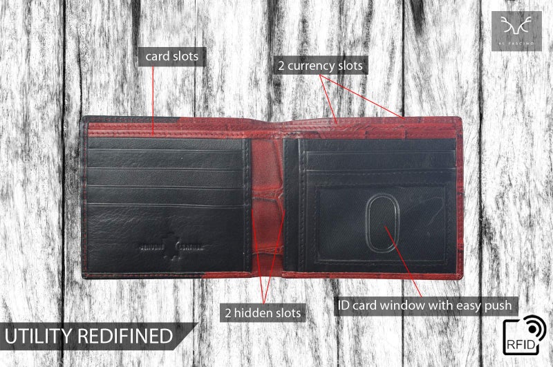 AL FASCINO Make in India Maroon Black NDM Leather Wallet for Men|6 Card Slots| |1 ID Card Slot|2 Hidden Compartments|2 Currency Slots| - Image 3