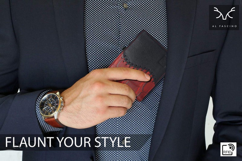AL FASCINO Make in India Maroon Black NDM Leather Wallet for Men|6 Card Slots| |1 ID Card Slot|2 Hidden Compartments|2 Currency Slots| - Image 2