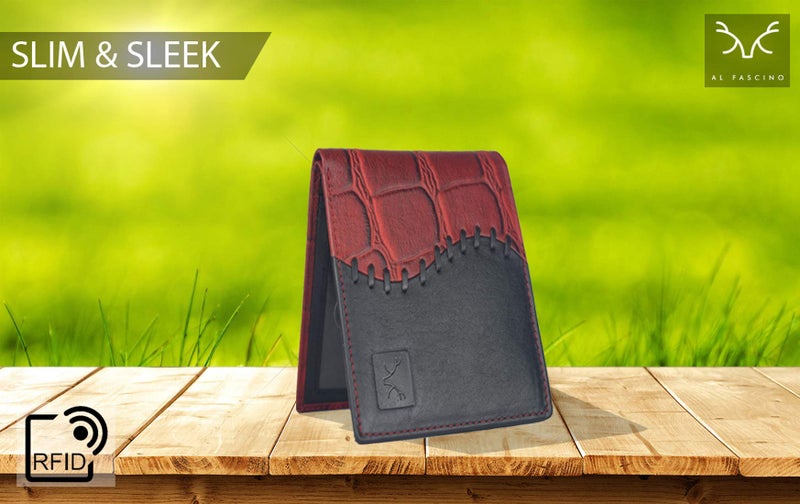 AL FASCINO Make in India Maroon Black NDM Leather Wallet for Men|6 Card Slots| |1 ID Card Slot|2 Hidden Compartments|2 Currency Slots| - Image 5