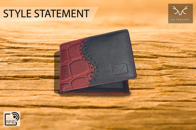 AL FASCINO Make in India Maroon Black NDM Leather Wallet for Men|6 Card Slots| |1 ID Card Slot|2 Hidden Compartments|2 Currency Slots| - Image 4