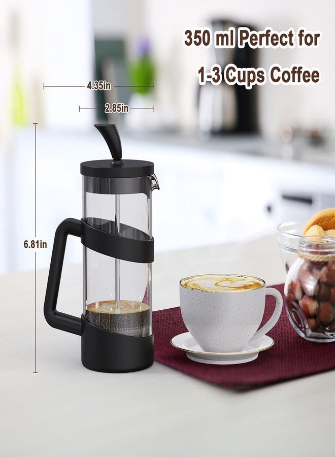 RAINBEAN Mini French Press Coffee Maker, 12 oz, Camping Coffee Press Pot, Small French Press, Tea and Frothed Milk Press (Black, 12 oz) - Image 4