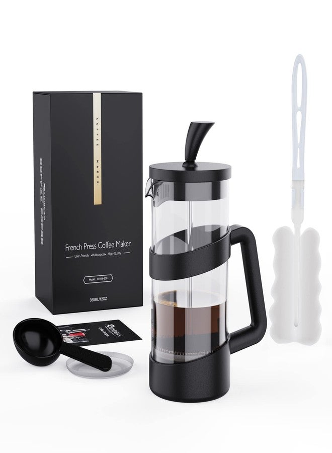 RAINBEAN Mini French Press Coffee Maker, 12 oz, Camping Coffee Press Pot, Small French Press, Tea and Frothed Milk Press (Black, 12 oz) - Image 1