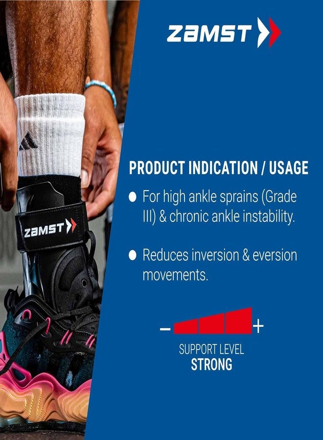 زامست دعامة الكاحل الرياضية Zamst A2-DX سوداء - دعامة رياضية للكاحل قابلة للتهوية للرجال والنساء مع مثبتات واقية لالتواء الكاحل عالي الدرجة - يسار، متوسط - Image 4