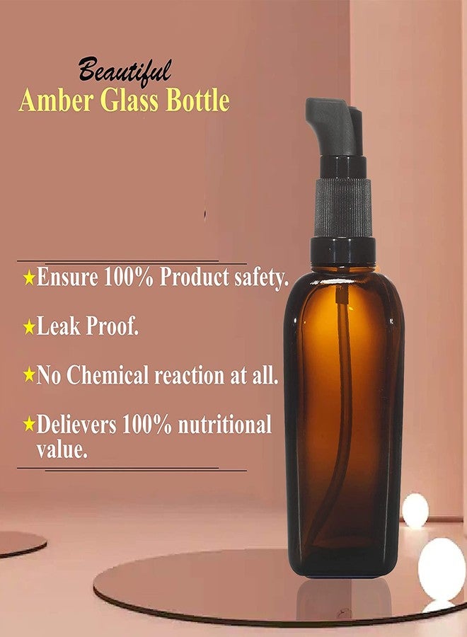 Devinez Multipurpose Amber Color Square Glass Bottle, 30 ml with Black Lotion Pump & Cap (Pack of 2), for Beauty, Essential Oils, Blends, Skin Care, Travel, Toners, Cosmetic & DIY - Image 4